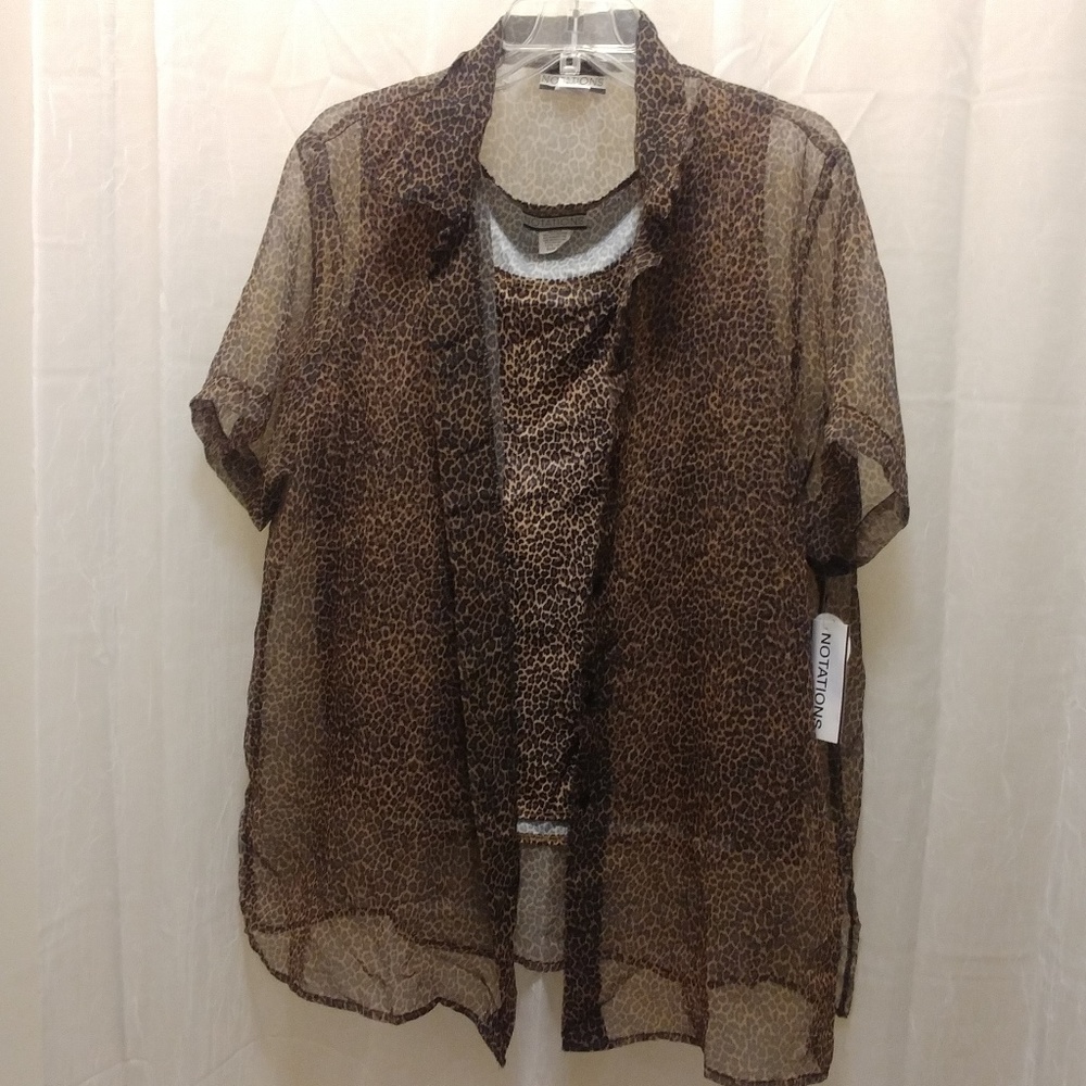 Notations 2pc  Top Set Animal Print short sleeve